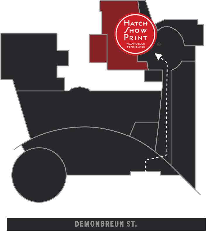 Where to find Hatch Show Print inside the museum.